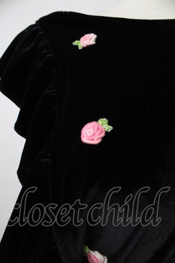 画像6: Nile Perch / ミニローズ柄ベルベットジャンパースカート  黒ｘピンク T-26-02-18-016-LO-OP-SA-ZT (6)