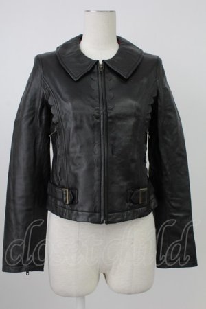 画像: Emily Temple cute / ラムレザースカラップブルゾン  黒 T-26-02-18-019-ET-JA-SA-ZT