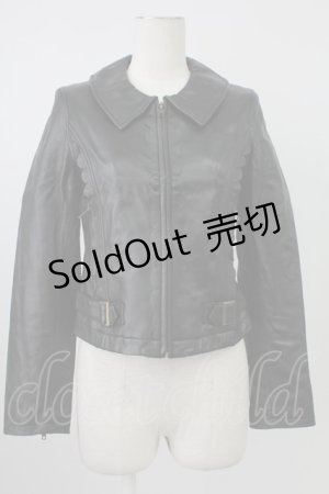 画像: Emily Temple cute / ラムレザースカラップブルゾン  黒 T-26-02-18-019-ET-JA-SA-ZT510