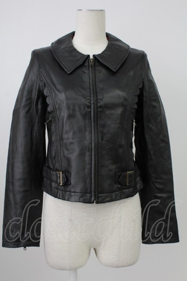 画像1: Emily Temple cute / ラムレザースカラップブルゾン  黒 T-26-02-18-019-ET-JA-SA-ZT (1)