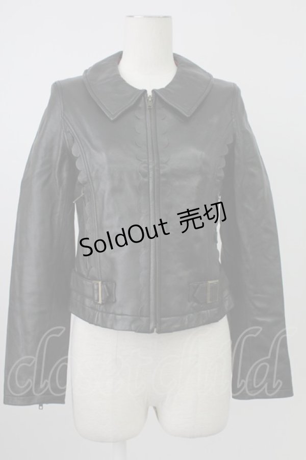 画像1: Emily Temple cute / ラムレザースカラップブルゾン  黒 T-26-02-18-019-ET-JA-SA-ZT510 (1)