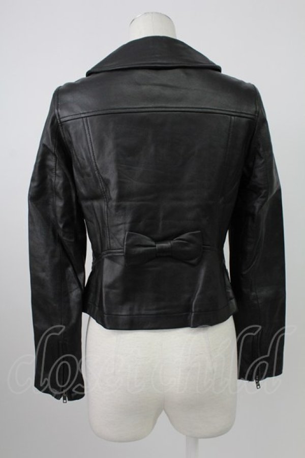 画像2: Emily Temple cute / ラムレザースカラップブルゾン  黒 T-26-02-18-019-ET-JA-SA-ZT (2)