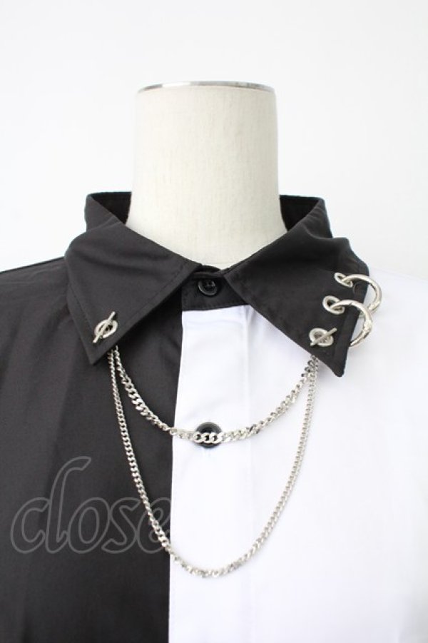 画像5: THICC / 肩ZIPシャツ  黒Ｘ白 T-26-02-18-002-PU-BL-SA-ZT (5)