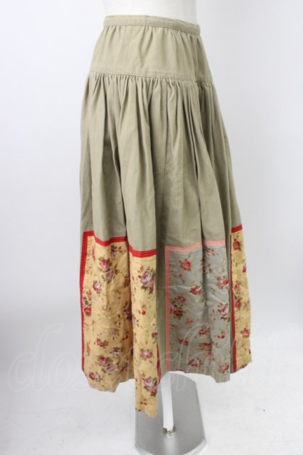 画像3: PINK HOUSE / ローズブーケプリントパッチワークスカート  ブラウン T-26-02-18-022-LO-SK-SA-ZT (3)