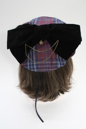 画像: axes femme / タータンチェックリボンベレー  ワイン T-26-02-18-028-AX-AC-SA-ZT