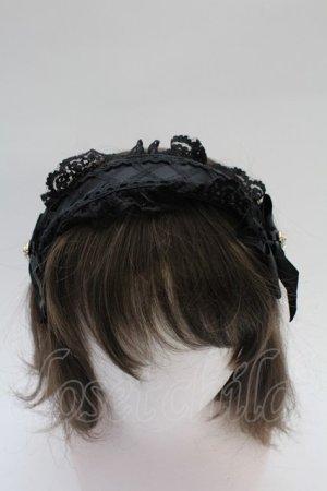 画像: MA*RS / 編み上げリボンビジューヘッドドレスカチューシャ  黒 T-26-02-18-032-EL-AC-SA-ZT