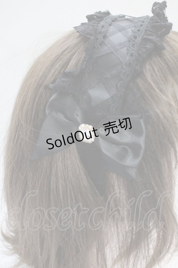 画像3: MA*RS / 編み上げリボンビジューヘッドドレスカチューシャ  黒 T-26-02-18-032-EL-AC-SA-ZT486 (3)