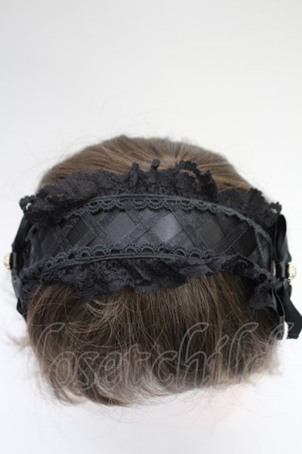 画像4: MA*RS / 編み上げリボンビジューヘッドドレスカチューシャ  黒 T-26-02-18-032-EL-AC-SA-ZT (4)