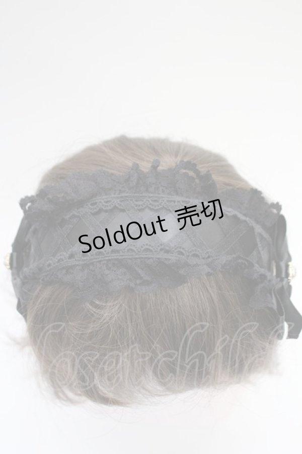 画像4: MA*RS / 編み上げリボンビジューヘッドドレスカチューシャ  黒 T-26-02-18-032-EL-AC-SA-ZT486 (4)