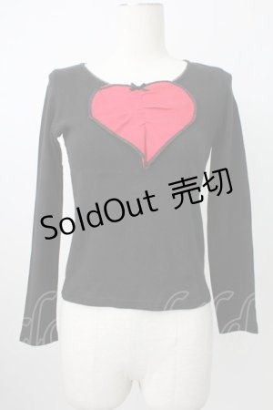 画像: MILK / ハートモチーフカットソー  黒Ｘ赤 T-26-02-18-004-ML-TO-SA-ZT