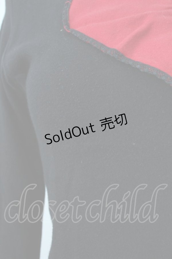 画像3: MILK / ハートモチーフカットソー  黒Ｘ赤 T-26-02-18-004-ML-TO-SA-ZT (3)