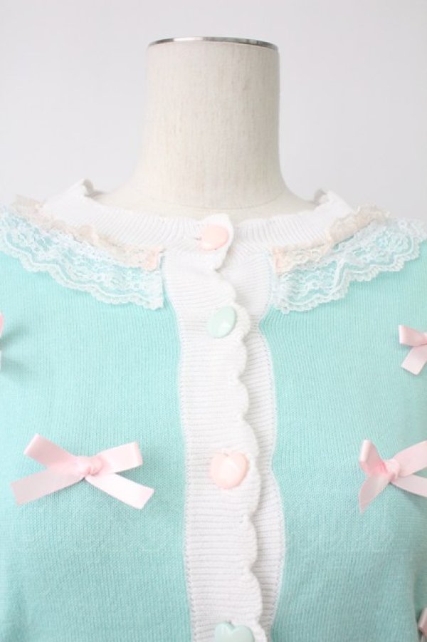 画像7: Nile Perch / リボンデザイン2カラーカーディガン  サックスＸアイボリー T-26-02-18-005-LO-TO-SA-ZT (7)