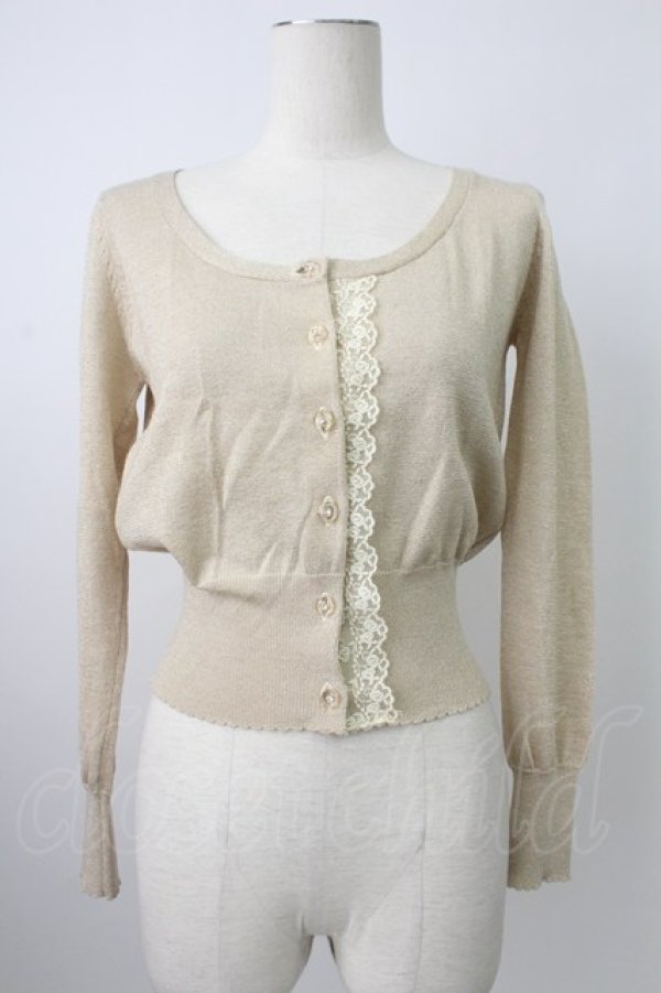 画像1: Emily Temple cute / フロントレースラメニットカーディガン  ゴールド T-26-02-18-006-ET-TO-SA-ZT (1)