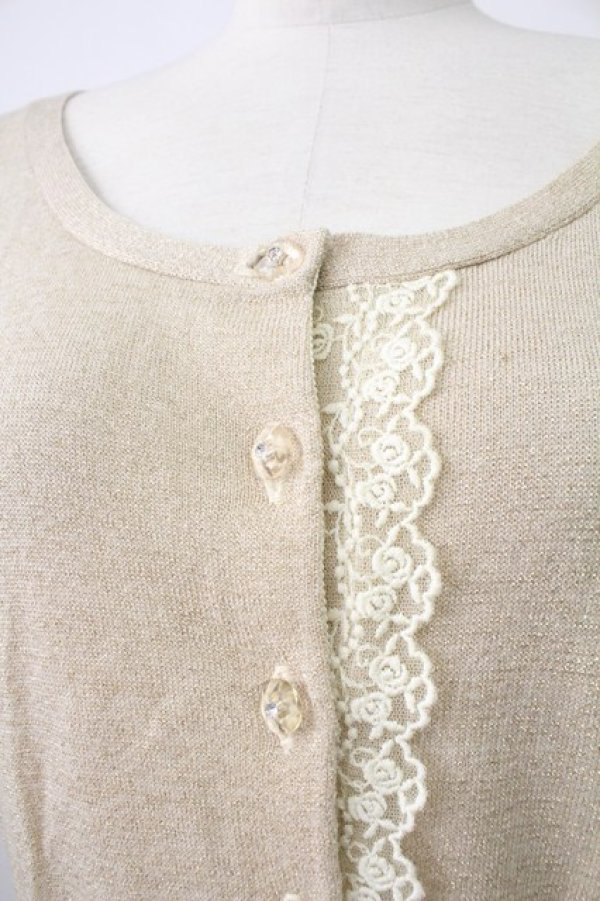 画像3: Emily Temple cute / フロントレースラメニットカーディガン  ゴールド T-26-02-18-006-ET-TO-SA-ZT (3)