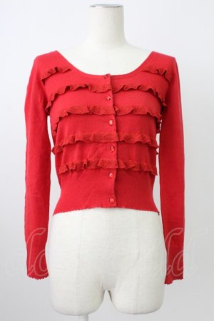 画像: Emily Temple cute / ラメフリルカーディガン  赤 T-26-02-18-008-ET-TO-SA-ZT