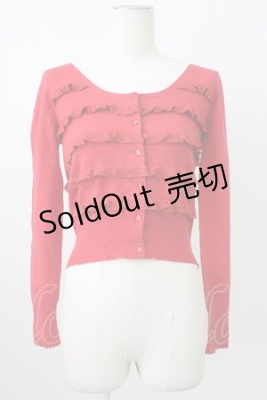 画像: Emily Temple cute / ラメフリルカーディガン  赤 T-26-02-18-008-ET-TO-SA-ZT570