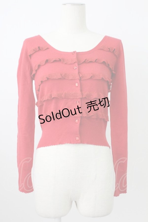 画像1: Emily Temple cute / ラメフリルカーディガン  赤 T-26-02-18-008-ET-TO-SA-ZT570 (1)