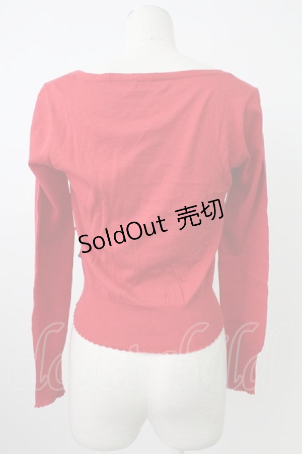 画像2: Emily Temple cute / ラメフリルカーディガン  赤 T-26-02-18-008-ET-TO-SA-ZT570 (2)