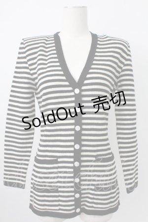 画像: PINK HOUSE / ストライプVネックカーディガン  ブラック×ホワイト T-26-02-18-009-LO-TO-SA-ZT570