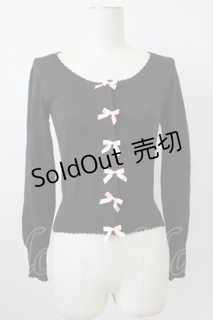 画像: Emily Temple cute / ラメリボンニットカーディガン  黒ラメＸピンク T-26-02-18-010-ET-TO-SA-ZT