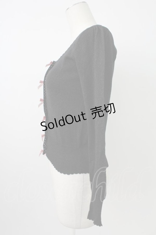 画像3: Emily Temple cute / ラメリボンニットカーディガン  黒ラメＸピンク T-26-02-18-010-ET-TO-SA-ZT (3)