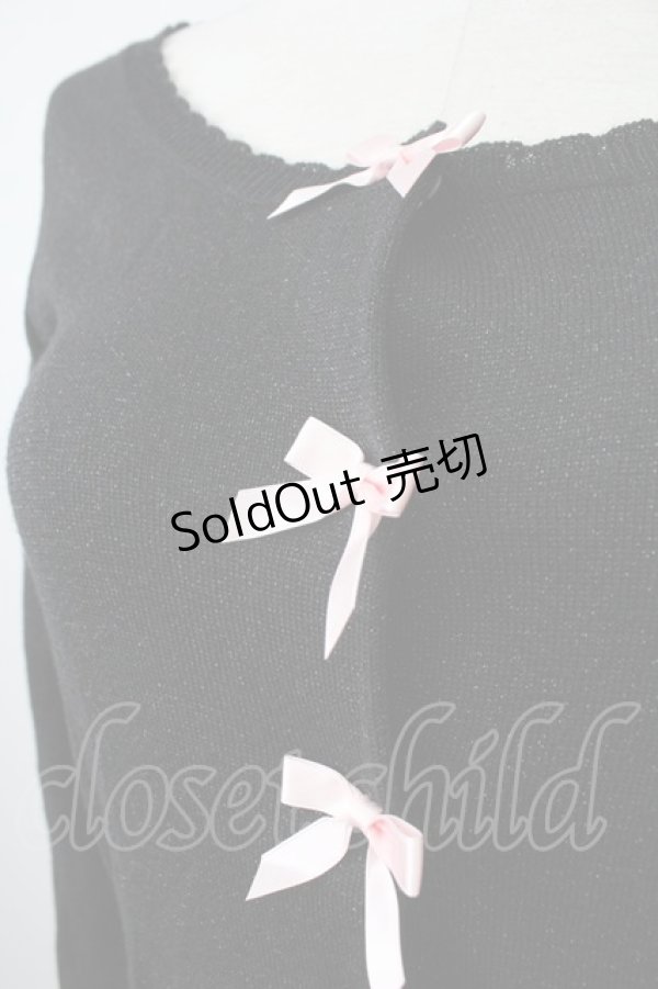 画像5: Emily Temple cute / ラメリボンニットカーディガン  黒ラメＸピンク T-26-02-18-010-ET-TO-SA-ZT (5)