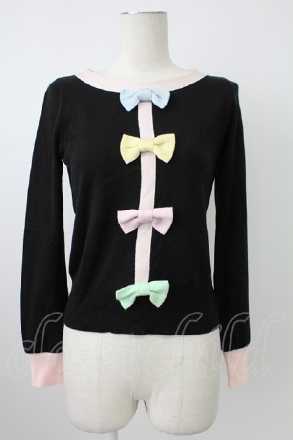 画像1: MILK / カラフルリボンニットトップス  黒Ｘカラフル T-26-02-18-011-ML-TO-SA-ZT (1)