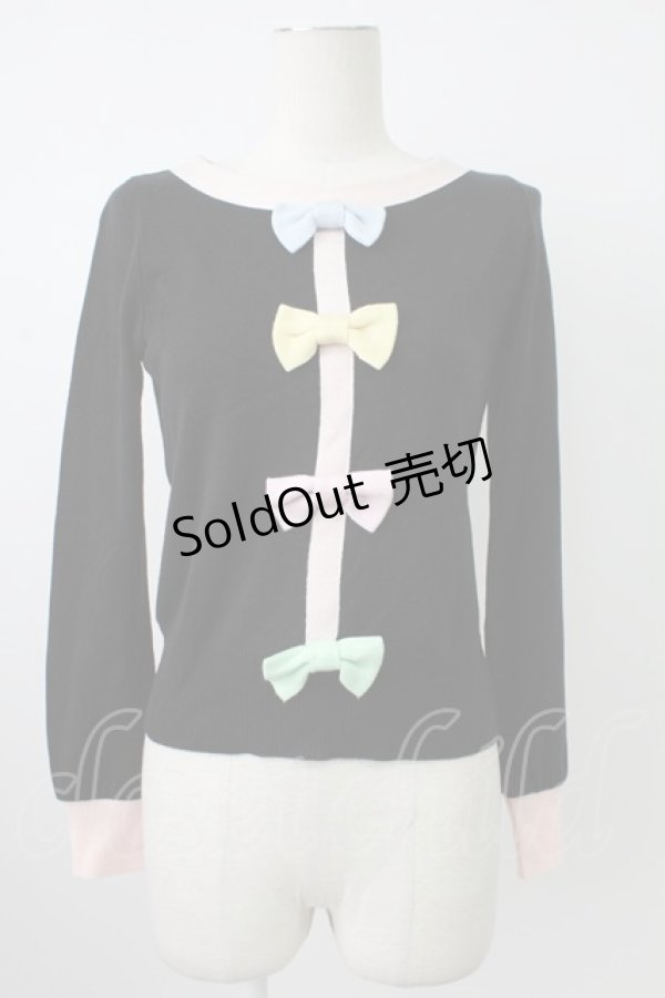画像1: MILK / カラフルリボンニットトップス  黒Ｘカラフル T-26-02-18-011-ML-TO-SA-ZT570 (1)