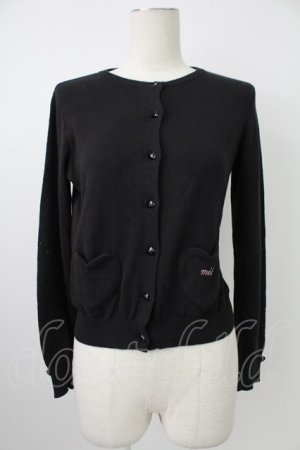 画像: MILK / ハートポケットカーディガン  黒 T-26-02-18-012-ML-TO-SA-ZT