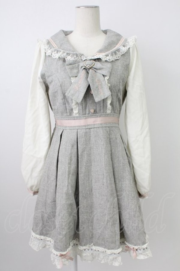 画像1: LIZ LISA / セーラー衿ワンピース   グレーＸピンクＸアイボリー T-26-02-18-013-LO-OP-SA-ZT (1)