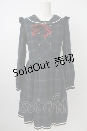 画像: Secret Honey / チェックセーラーワンピース  グリーンＸネイビー T-26-02-18-014-CA-OP-SA-ZT