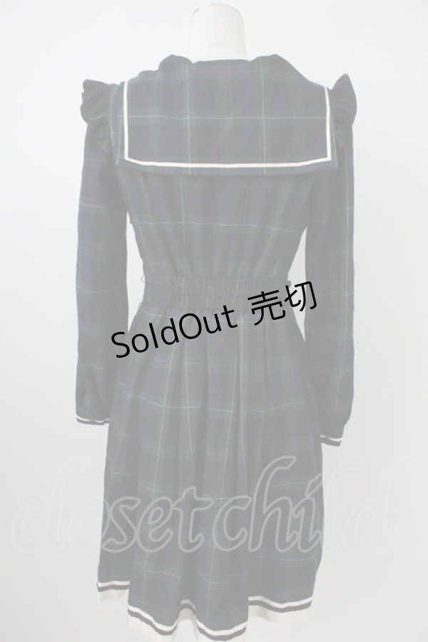 画像2: Secret Honey / チェックセーラーワンピース  グリーンＸネイビー T-26-02-18-014-CA-OP-SA-ZT (2)