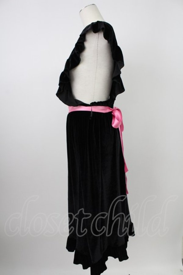 画像4: Nile Perch / ミニローズ柄ベルベットジャンパースカート  黒ｘピンク T-26-02-18-016-LO-OP-SA-ZT (4)