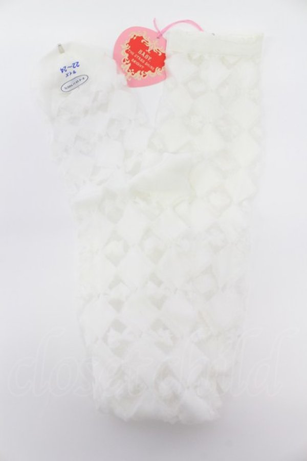 画像1: BABY,THE STARS SHINE BRIGHT / BABYダイヤ柄シースルーオーバーニーソックス  白 T-26-02-19-001-BA-ZA-SA-ZT (1)