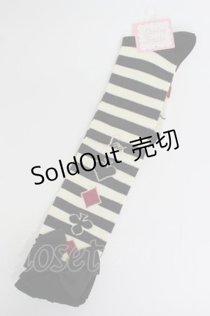 画像: Shirley Temple / トランプボーダーハイソックス  黒Ｘアイボリー T-26-02-19-005-ET-ZA-SA-ZT