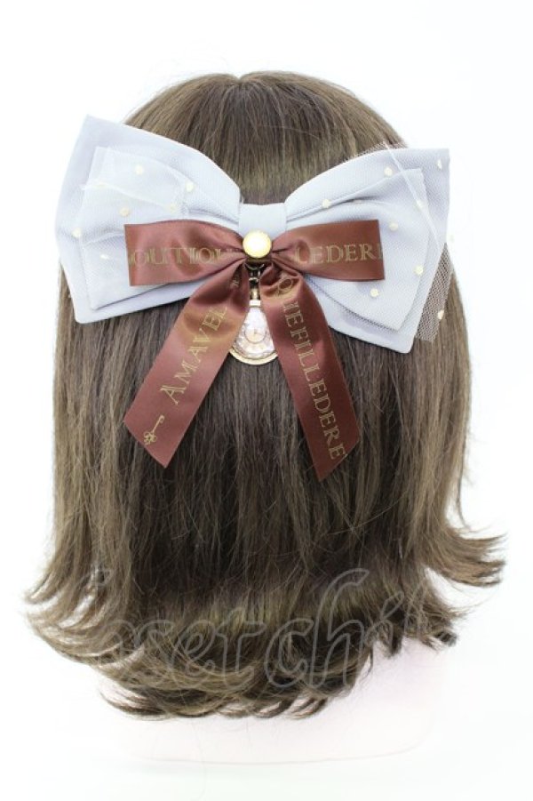 画像1: Amavel / 時計モチーフリボンバレッタ  ミントＸゴールド T-26-02-19-043-CA-AC-SA-ZT (1)