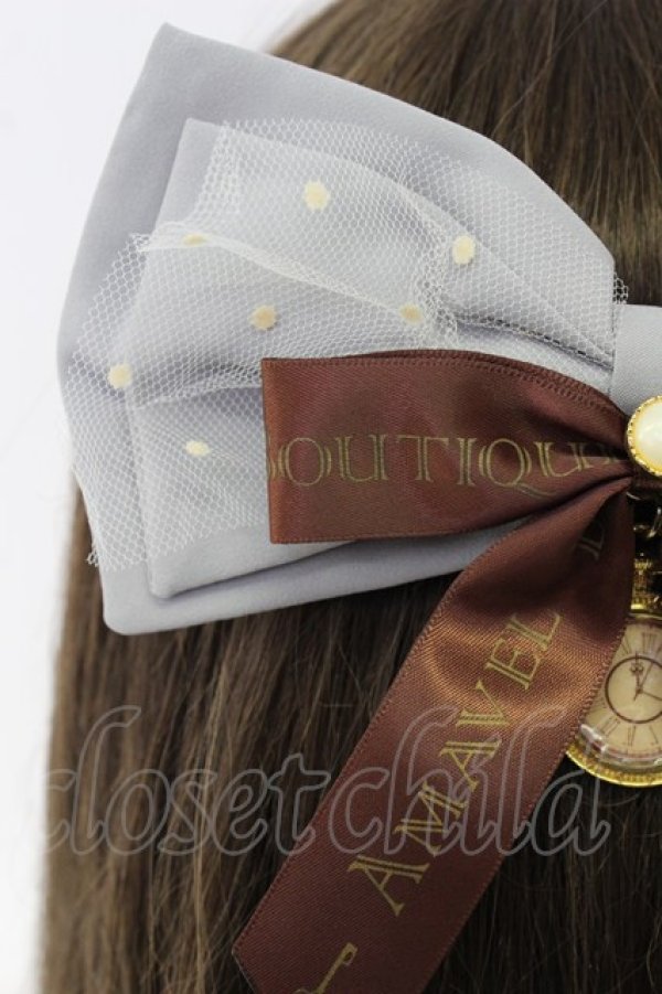 画像2: Amavel / 時計モチーフリボンバレッタ  ミントＸゴールド T-26-02-19-043-CA-AC-SA-ZT (2)