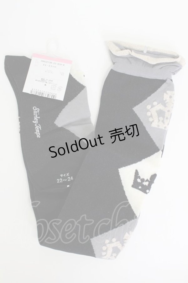 画像2: Shirley Temple / クラウンダイヤオーバーニー 22-24CM 黒 T-26-02-19-006-ET-ZA-SA-ZT (2)