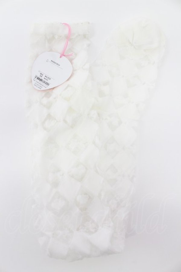 画像2: BABY,THE STARS SHINE BRIGHT / BABYダイヤ柄シースルーオーバーニーソックス  白 T-26-02-19-001-BA-ZA-SA-ZT (2)