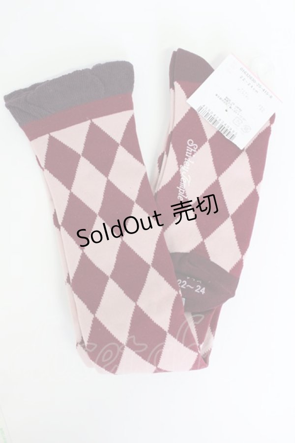 画像2: Shirley Temple / ダイヤ柄オーバーニー 22-24CM ボルドー T-26-02-19-008-ET-ZA-SA-ZT437 (2)