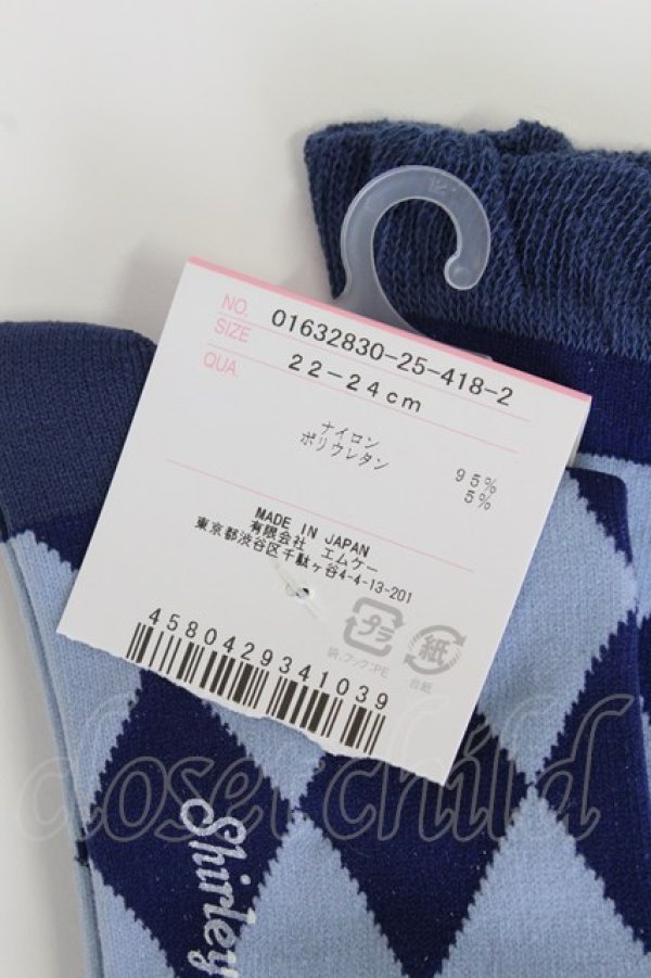 画像3: Shirley Temple / ダイヤ柄オーバーニー 22-24CM 青 T-26-02-19-013-ET-ZA-SA-ZT (3)