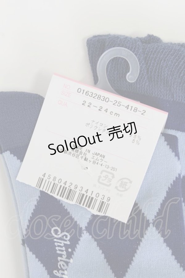 画像3: Shirley Temple / ダイヤ柄オーバーニー 22-24CM 青 T-26-02-19-013-ET-ZA-SA-ZT444 (3)