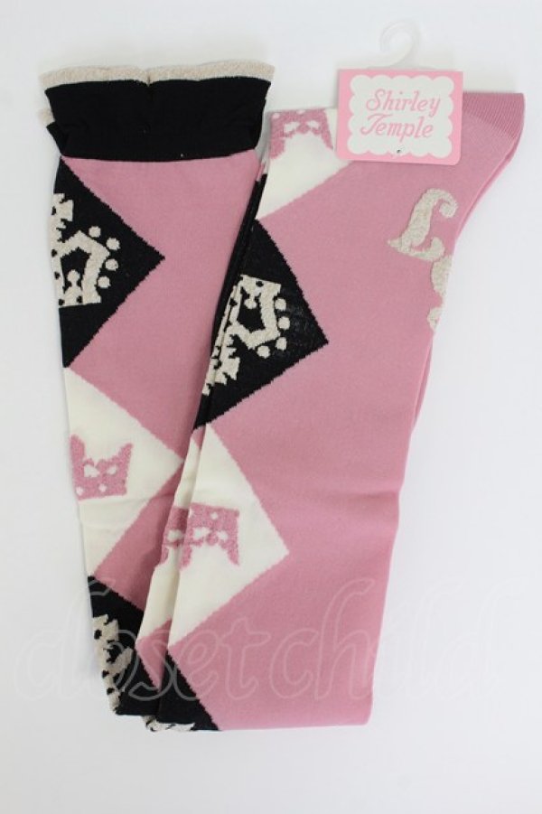 画像1: Shirley Temple / クラウンダイヤオーバーニー 22-24CM ピンク T-26-02-19-014-ET-ZA-SA-ZT (1)