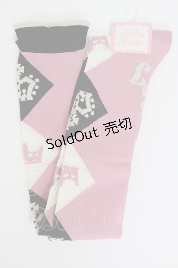 画像1: Shirley Temple / クラウンダイヤオーバーニー 22-24CM ピンク T-26-02-19-014-ET-ZA-SA-ZT444 (1)