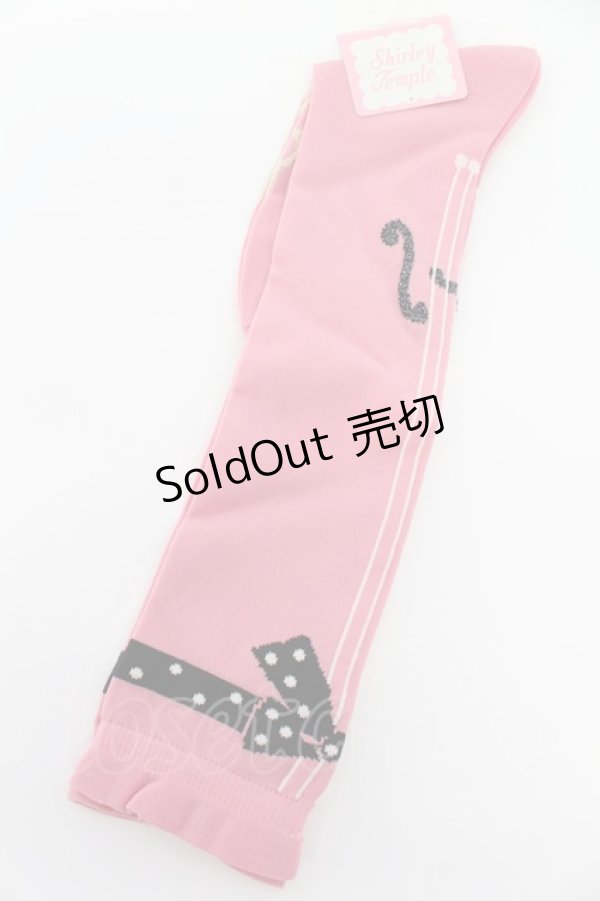 画像1: Shirley Temple / ドットリボンハイソックス 22-24CM ピンク T-26-02-19-002-ET-ZA-SA-ZT437 (1)