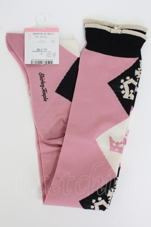 画像2: Shirley Temple / クラウンダイヤオーバーニー 22-24CM ピンク T-26-02-19-014-ET-ZA-SA-ZT (2)