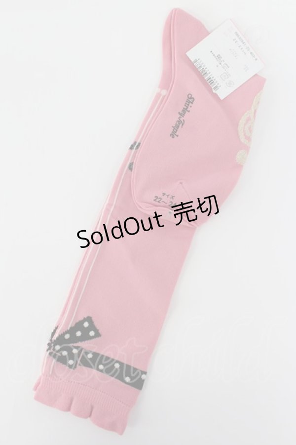 画像2: Shirley Temple / ドットリボンハイソックス 22-24CM ピンク T-26-02-19-002-ET-ZA-SA-ZT437 (2)