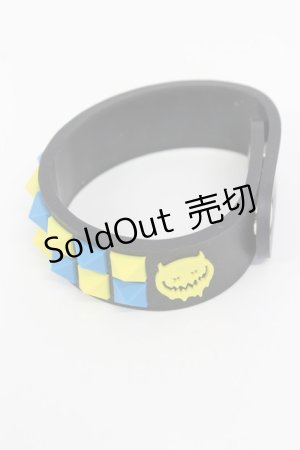 画像: LISTEN FLAVOR / 2連スタッズラバーブレス  黒Ｘ黄色Ｘ青 T-26-02-19-020-PU-AC-SA-ZT