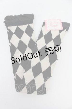 画像: Shirley Temple / ダイヤ柄オーバーニー 22-24CM 黒Ｘアイボリー T-26-02-19-003-ET-ZA-SA-ZT