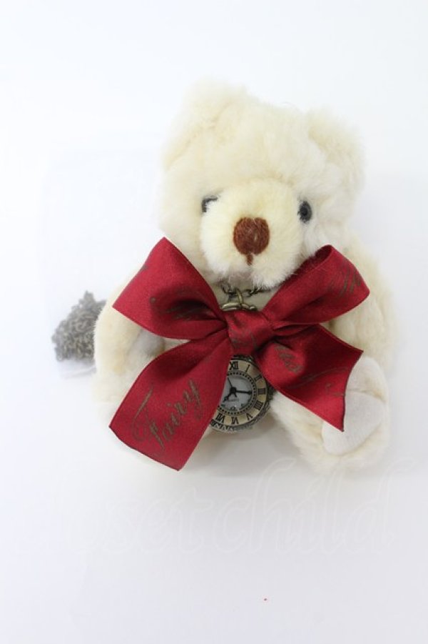 画像1: Amavel / 時計テディベアバッグチャーム  白 T-26-02-19-027-CA-ZA-SA-ZT (1)